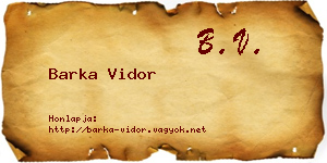 Barka Vidor névjegykártya